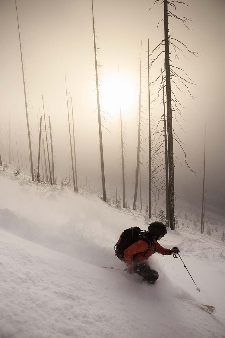 Skier in fog Rossland